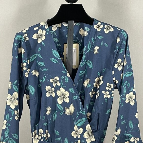 NEW Bass Dress Womens Small blue floral wrap classic preppy outdoor - Picture 2 of 11